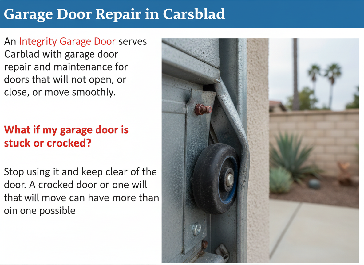What if my garage door is stuck or crooked? Stop using it and keep clear of the door. A crooked door or one that will not move can have more than one possible c