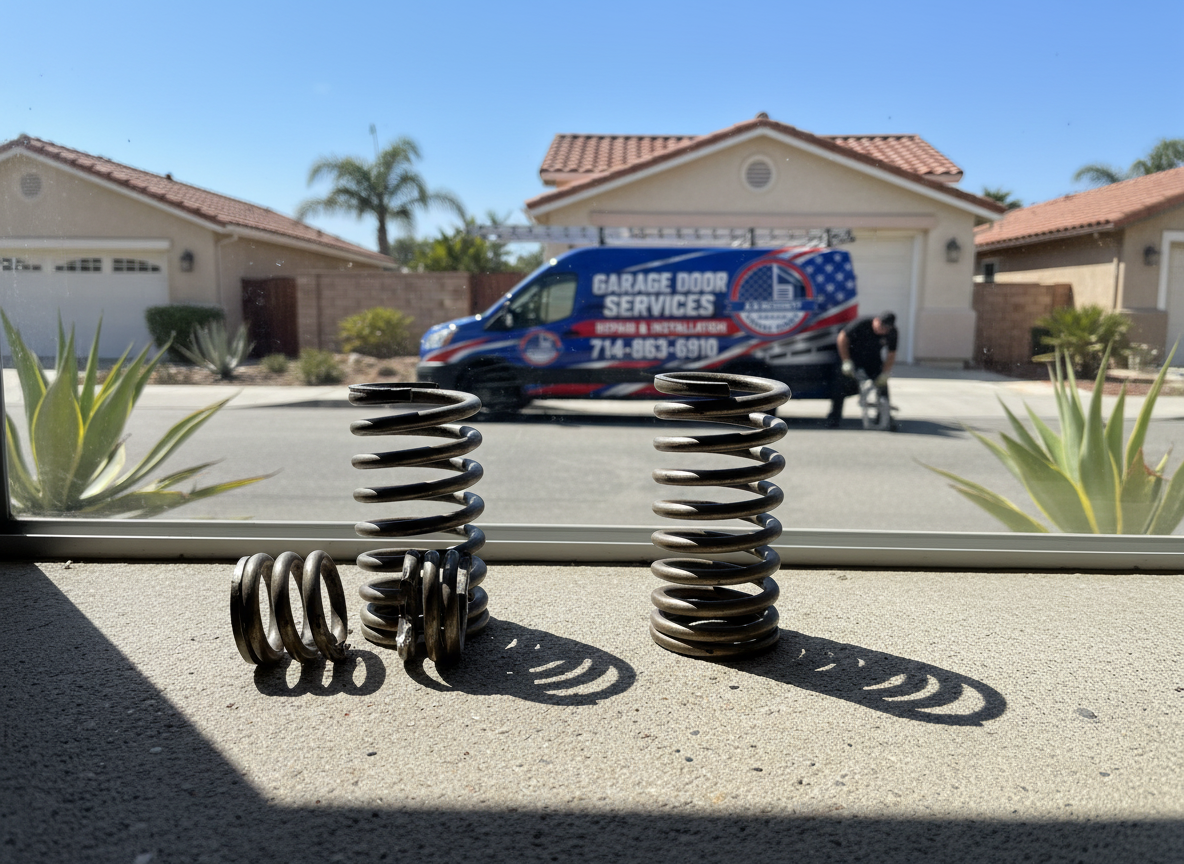 Can a broken spring be repaired? The listed service is broken garage door spring replacement. Springs are under tension, so avoid attempting the work yourself a
