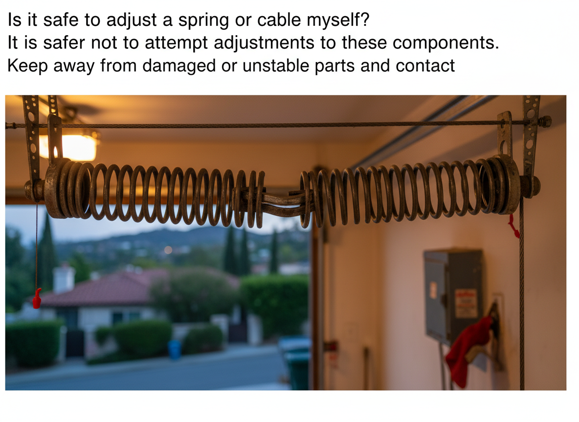 Is it safe to adjust a spring or cable myself? It is safer not to attempt adjustments to these components. Keep away from damaged or unstable parts and contact 