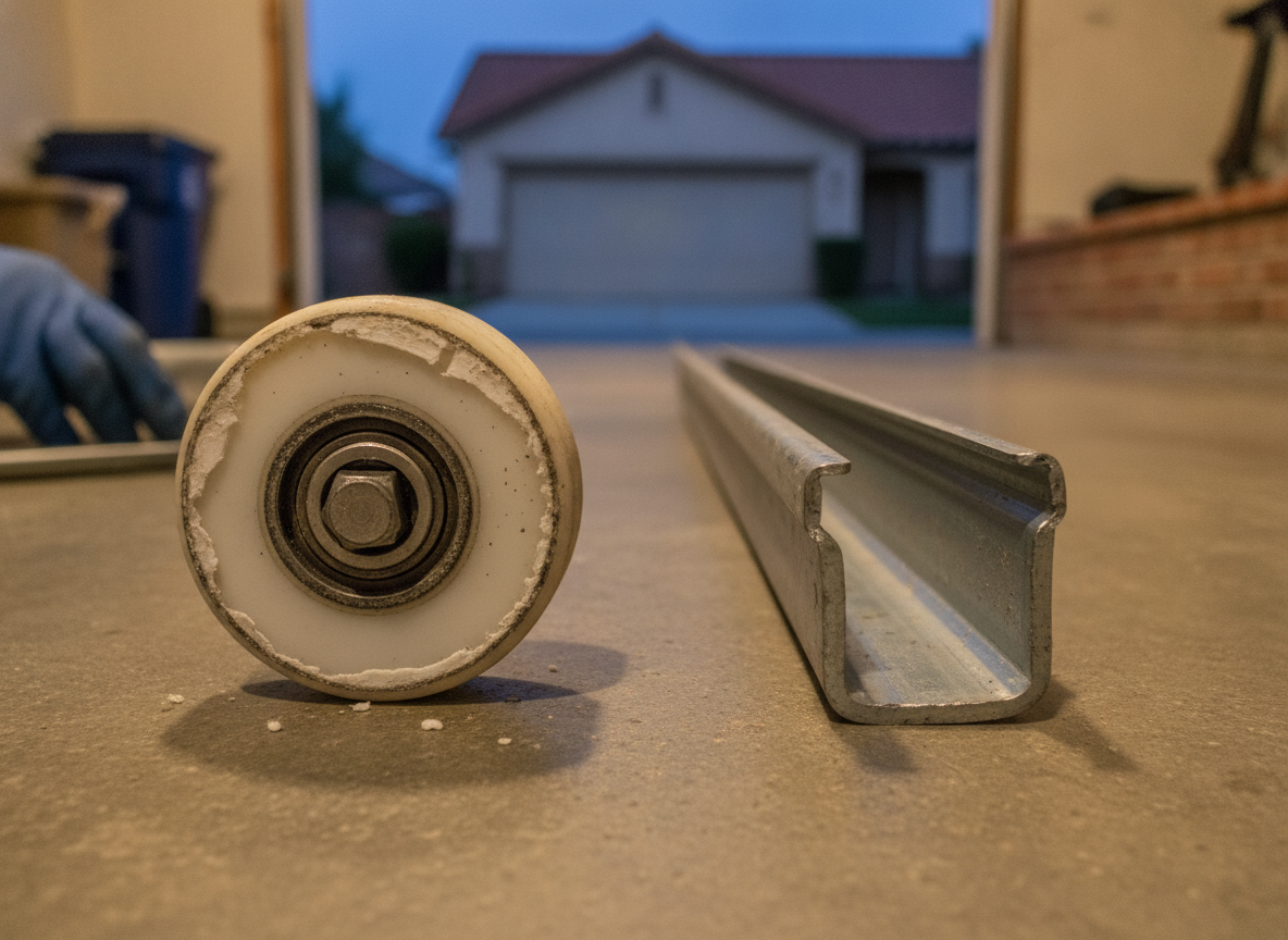 Can a noisy or uneven door be repaired? Many different issues can cause noise or uneven movement, including problems involving rollers or tracks. A description 