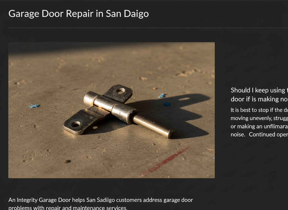 Should I keep using the door if it is making noise? It is best to stop if the door is moving unevenly, struggling, or making an unfamiliar noise. Continued oper
