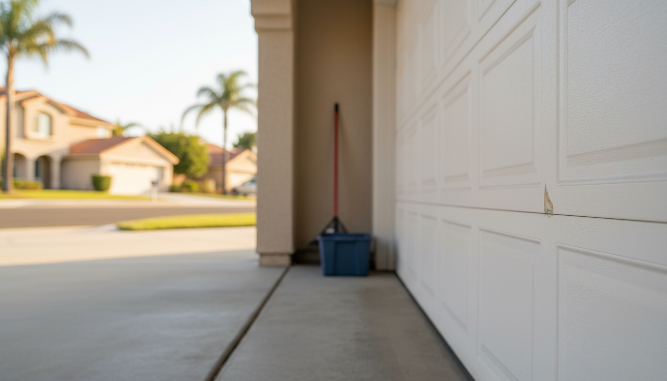 What habit helps prevent garage door panel damage?