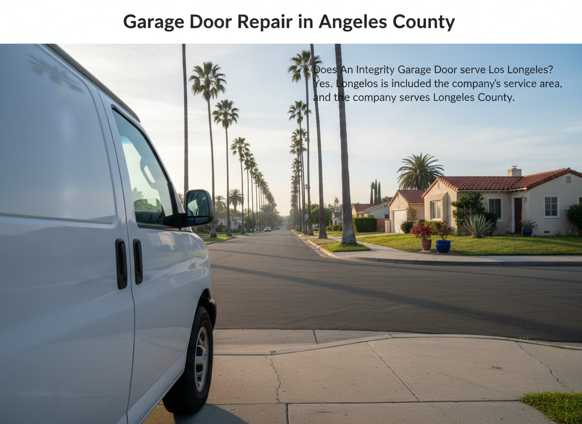 Does An Integrity Garage Door serve Los Angeles? Yes. Los Angeles is included in the company’s service area, and the company serves Los Angeles County.
